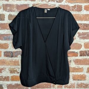 xxi Exclusive‎ Large Black Sheer Cap Sleeve Wrap Top